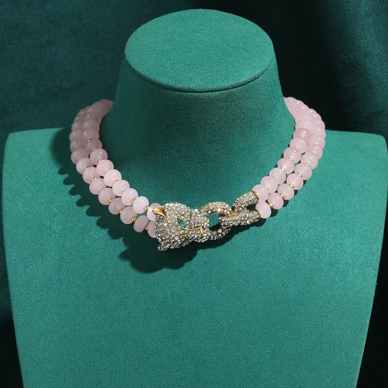 Retro Layered Pink Necklace Vintage Beaded Natural Stone Leopard Head Women Antique Jewelry New Chokers Gothic For Girls
Retro Layered Pink Necklace Vintage Beaded Natural Stone Leopard Head Women Antique Jewelry New Chokers Gothic For Girls