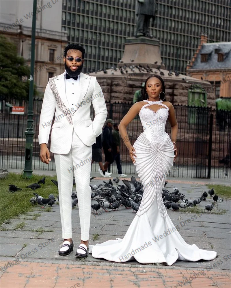 Luxury Pearls Wedding Dress Sexy Hollow Sheer Neck Mermaid Bridal Gown Customized Lace Up Back Beach Long Robe
Luxury Pearls Wedding Dress Sexy Hollow Sheer Neck Mermaid Bridal Gown Customized Lace Up Back Beach Long Robe