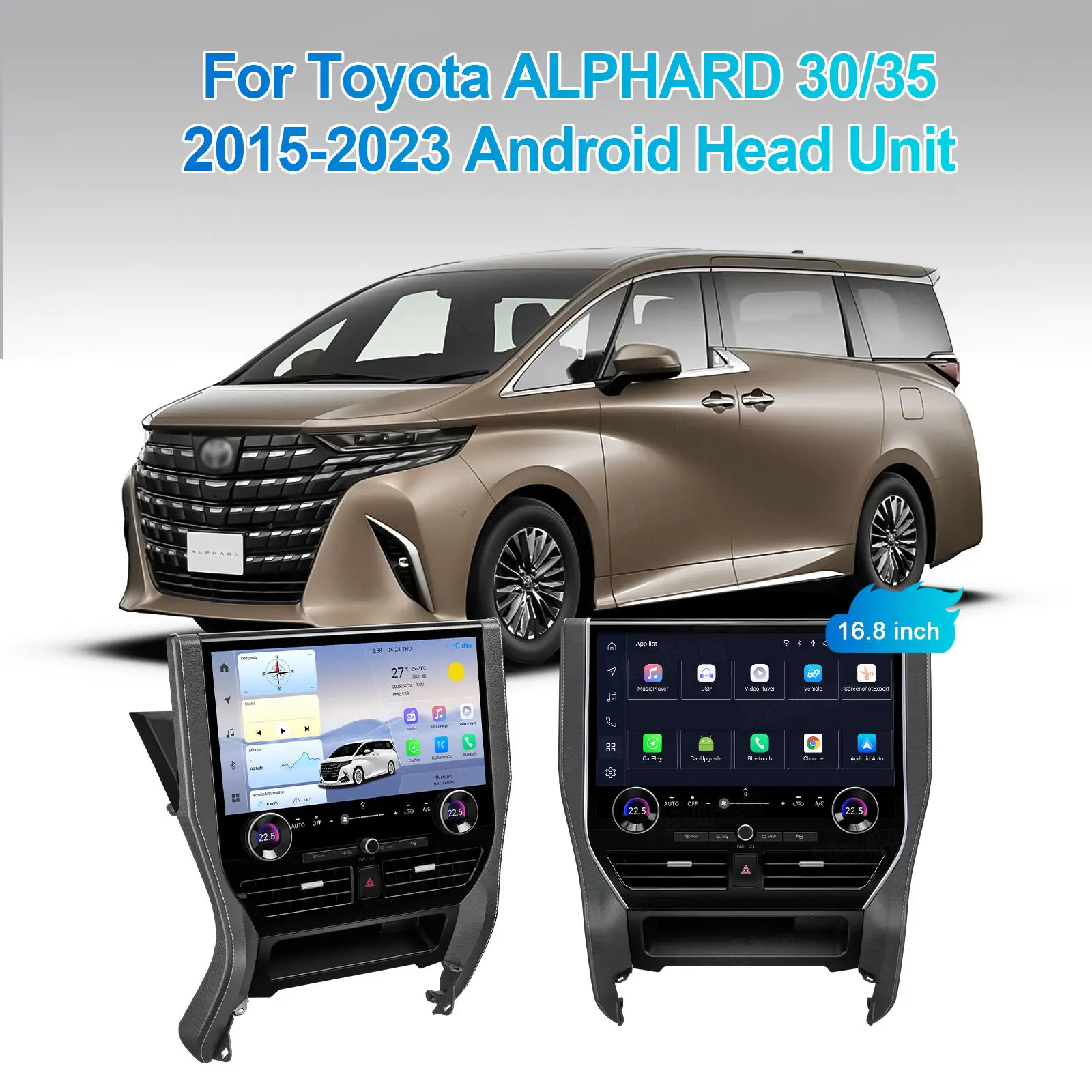 Автомагнитола NaviHua для Toyota Alphard 30-35 (2015-2023) с Android 16.8'', GPS-навигацией, мультимедиа и Carplay для развлечений
Автомагнитола NaviHua для Toyota Alphard 30-35 (2015-2023) с Android 16.8'', GPS-навигацией, мультимедиа и Carplay для развлечений