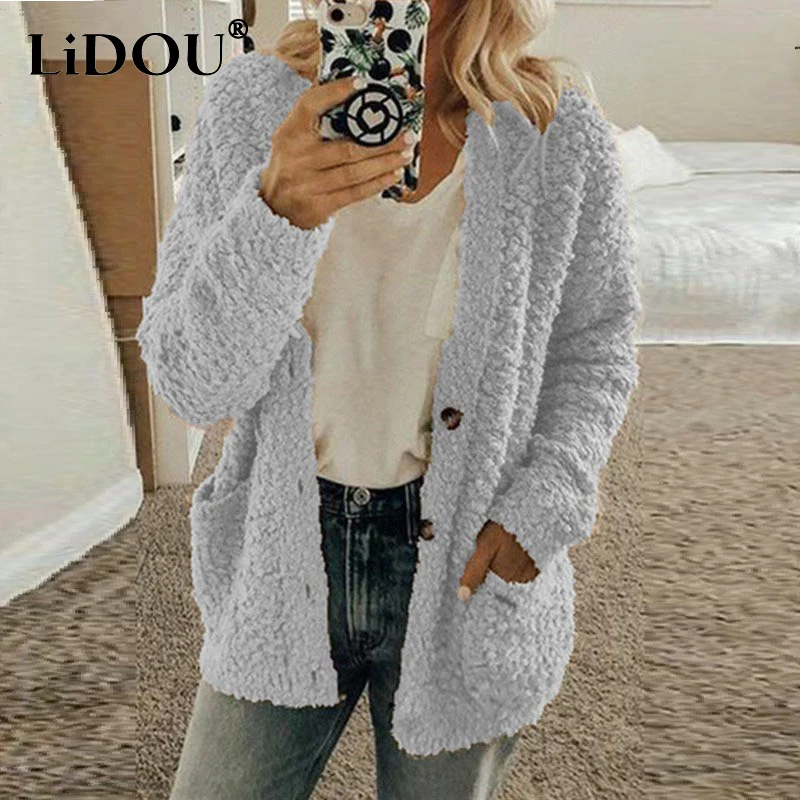 Autumn Winter Women's Oversized Casual Fashion Coat Ladies Solid Color Cardigan Outwear Femme Loose All-match Buttons Jacket Top
Autumn Winter Women's Oversized Casual Fashion Coat Ladies Solid Color Cardigan Outwear Femme Loose All-match Buttons Jacket Top