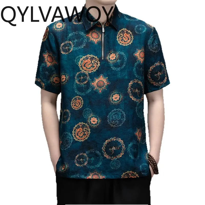 QYLVAWOY Summer Men's Polo Shirts 100% Mulberry Silk Short Sleeve Shirt Chinese Style T Shirt for Man Loose Men's Shirts Camisas
QYLVAWOY Summer Men's Polo Shirts 100% Mulberry Silk Short Sleeve Shirt Chinese Style T Shirt for Man Loose Men's Shirts Camisas