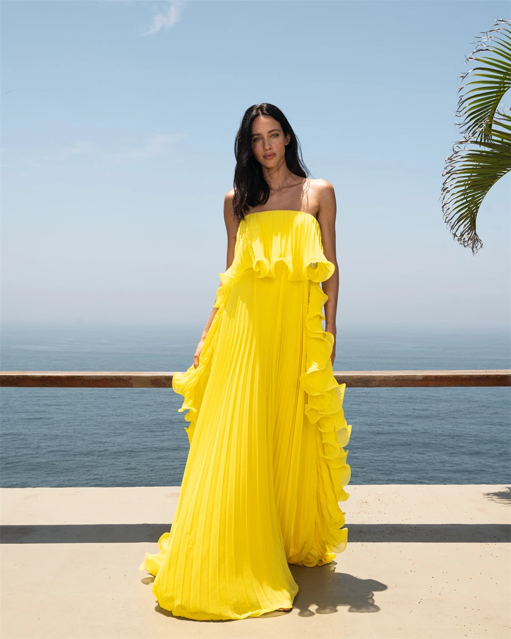 Customized Exquisite Yellow Chiffon Evening Dress Strapless Short Sleeves Cocktail Dress Ruffles High Quality Bridal P
Customized Exquisite Yellow Chiffon Evening Dress Strapless Short Sleeves Cocktail Dress Ruffles High Quality Bridal P