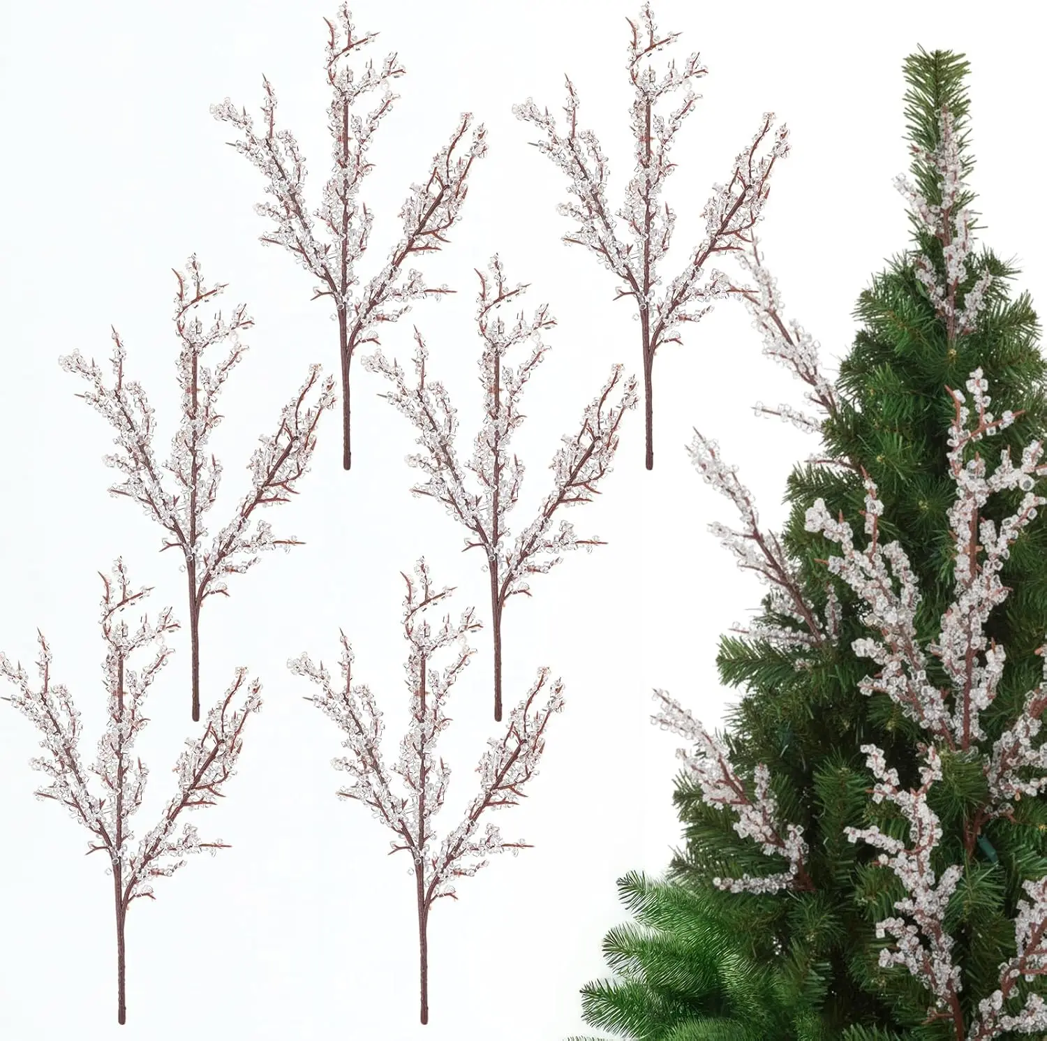 6 Pcs Artificial Iced Winter Stems, 14 Inch Frosted Twig Branches for Christmas Tree, Wreaths, Table Decor
6 Pcs Artificial Iced Winter Stems, 14 Inch Frosted Twig Branches for Christmas Tree, Wreaths, Table Decor