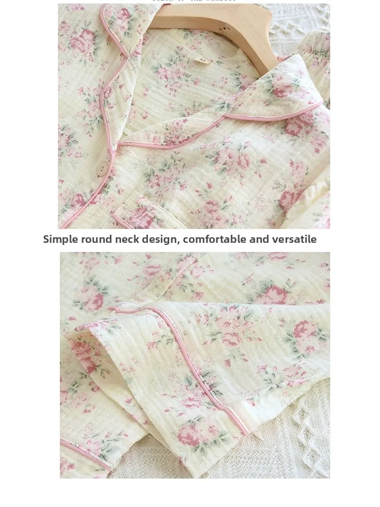 Ladies Pure Cotton Double Layer Muslin Long Sve Spwear Set Spring Autumn Thin Floral Full Cotton Breathable Sweat Absor...
Ladies Pure Cotton Double Layer Muslin Long Sve Spwear Set Spring Autumn Thin Floral Full Cotton Breathable Sweat Absor...