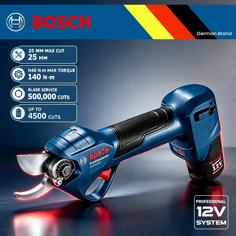 BOSCH Pro Pruner 12V Cordless Electric Pruning Shears Rechargeable Secateurs Branch Cutter Garden Fruit Tree Pruning Tool
BOSCH Pro Pruner 12V Cordless Electric Pruning Shears Rechargeable Secateurs Branch Cutter Garden Fruit Tree Pruning Tool
