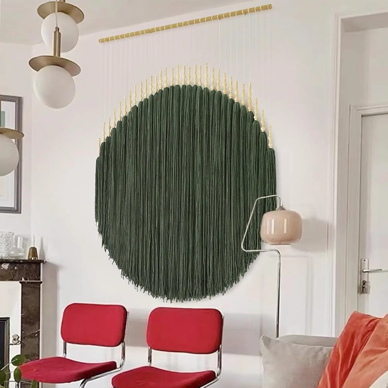 Large Macrame Wall Hanging Green Boho Decor with Beads and Tassels, 39" W x 55" L for Bedroom Living Room
Large Macrame Wall Hanging Green Boho Decor with Beads and Tassels, 39" W x 55" L for Bedroom Living Room