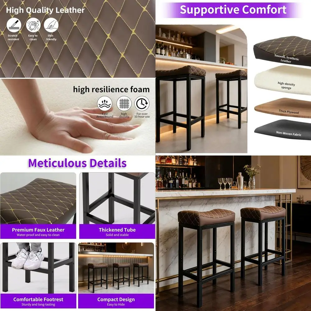 Set of 2 24 Counter Height Bar Stools with Faux Leather Seats, 300 LB Capacity for Kitchen Island or Counter
Set of 2 24 Counter Height Bar Stools with Faux Leather Seats, 300 LB Capacity for Kitchen Island or Counter