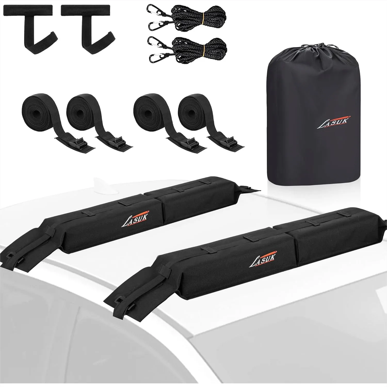 Universal Soft Roof Rack Pads for Kayak SUP Surfboard Snowboard Canoe, Heavy Duty Car Roof Rack with Straps and Storage Bag
Universal Soft Roof Rack Pads for Kayak SUP Surfboard Snowboard Canoe, Heavy Duty Car Roof Rack with Straps and Storage Bag