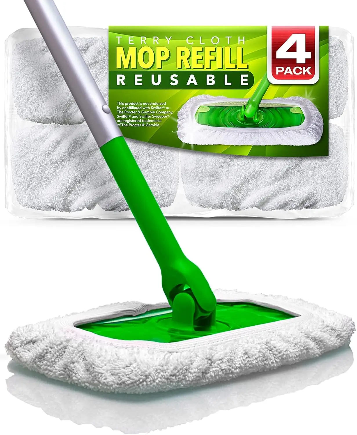 Reusable Cotton Mop Pads for Swiffer Sweeper, 4-Pack Terry Cloth Washable Wet Mopping and Floor Cleaning
Reusable Cotton Mop Pads for Swiffer Sweeper, 4-Pack Terry Cloth Washable Wet Mopping and Floor Cleaning
