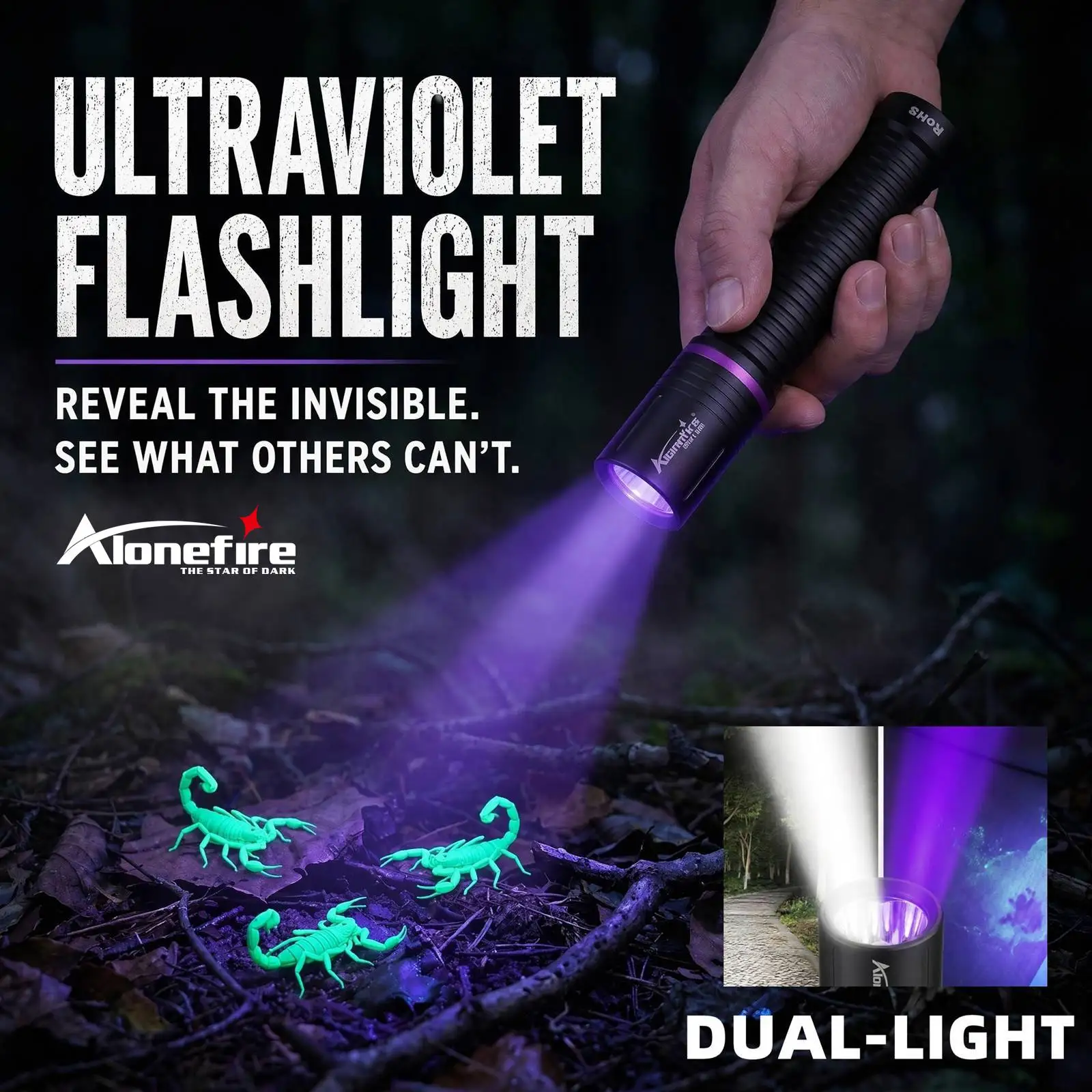 Purple White Dual Light 2 In 1 395/365nm Ultraviolet Flashlight USB Rechargeable Light Pet Stains Hunting Detection Lantern
Purple White Dual Light 2 In 1 395/365nm Ultraviolet Flashlight USB Rechargeable Light Pet Stains Hunting Detection Lantern