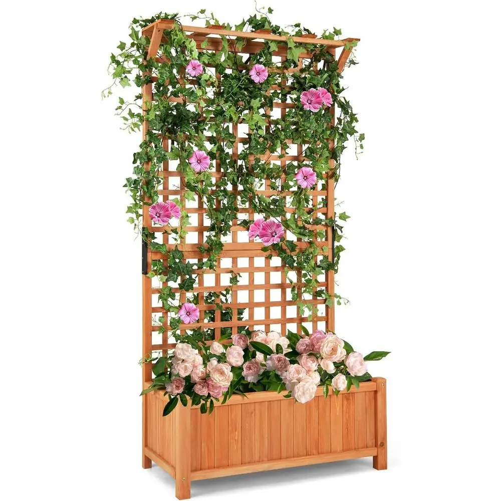 Деревянная приподнятая садовая кровать с решеткой, подвесной веревкой и дренажем, кашпо высотой 72,5 для вьющихся растений
Деревянная приподнятая садовая кровать с решеткой, подвесной веревкой и дренажем, кашпо высотой 72,5 для вьющихся растений