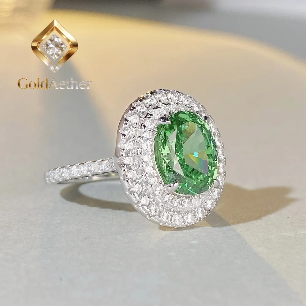 Роскошное женское кольцо GoldAether из цельной платины PT950 с бриллиантами и зеленым муассанитом
Роскошное женское кольцо GoldAether из цельной платины PT950 с бриллиантами и зеленым муассанитом