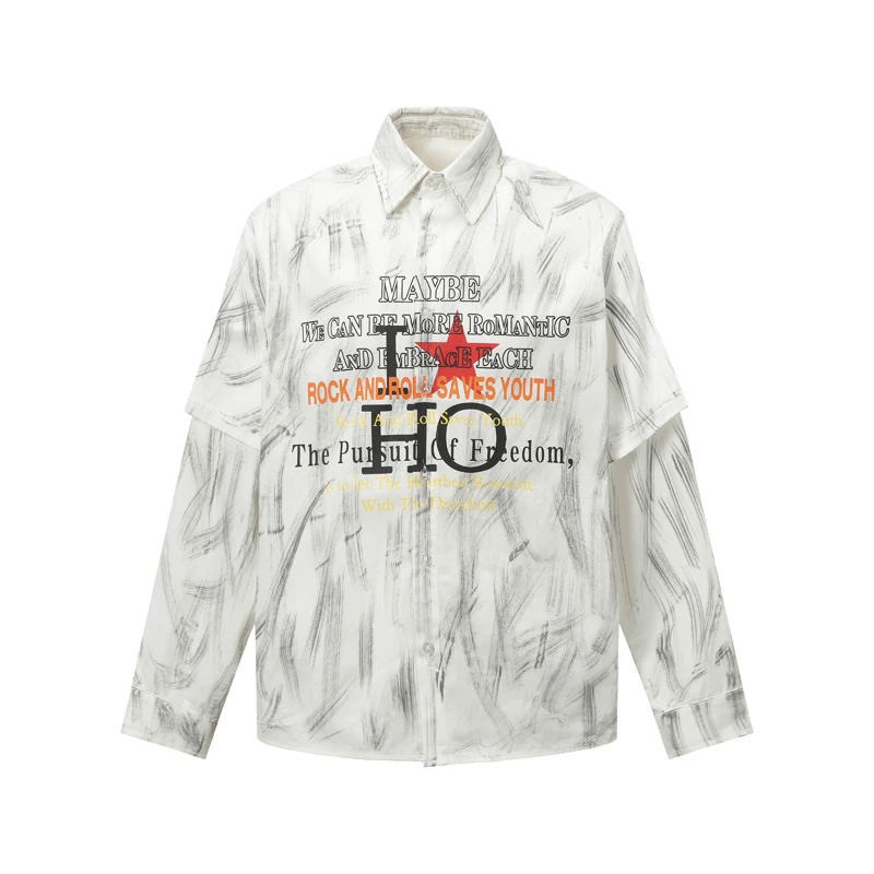 Мужская одежда, рубашка из двух предметов с длинным рукавом, мужская и женская рубашка с рисунком граффити, рубашка с принтом красной звезды, одежда
Мужская одежда, рубашка из двух предметов с длинным рукавом, мужская и женская рубашка с рисунком граффити, рубашка с принтом красной звезды, одежда