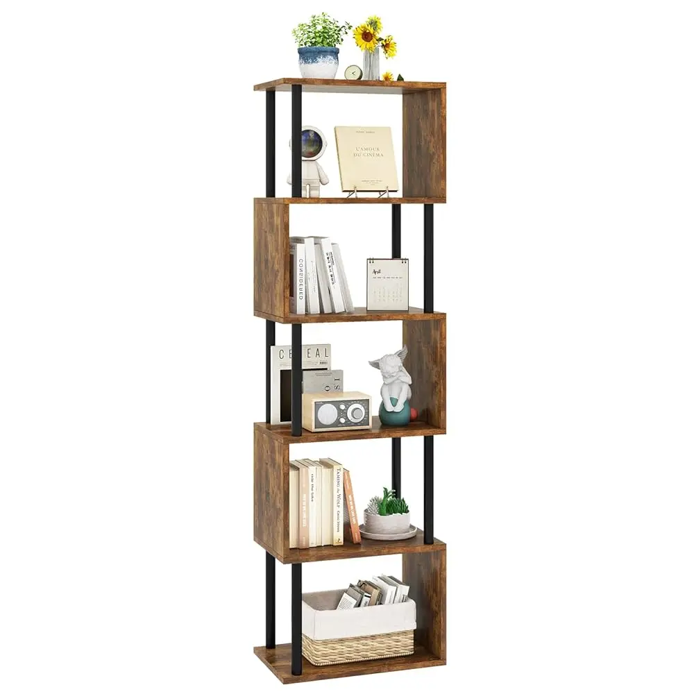 6-Tier Tall Bookshelf,S-Shaped Geometric Bookcase, Wood Display Shelves With Storage,Industrial Bookshelf For Living Room
6-Tier Tall Bookshelf,S-Shaped Geometric Bookcase, Wood Display Shelves With Storage,Industrial Bookshelf For Living Room