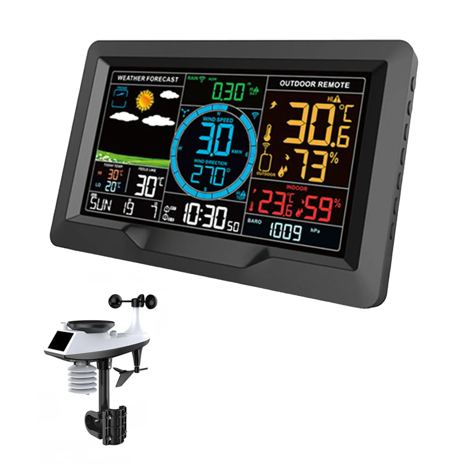 Practical Weather Station Weather Clock Clock Host Power Supply Rain Guage Temperarture Barometic Weather Station
Practical Weather Station Weather Clock Clock Host Power Supply Rain Guage Temperarture Barometic Weather Station