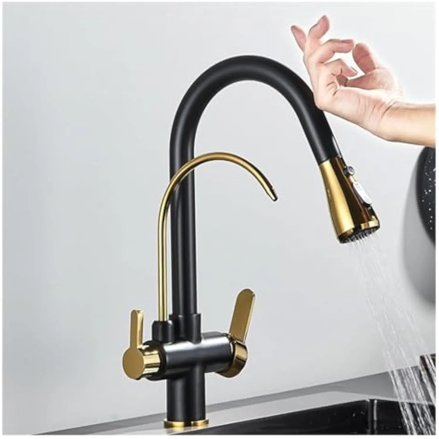 Black Touch Sensor Kitchen Sink Hot and Cold Mixer Pure Faucet Deck Mount Pull-Out Double Handle (Black Gold)
Black Touch Sensor Kitchen Sink Hot and Cold Mixer Pure Faucet Deck Mount Pull-Out Double Handle (Black Gold)