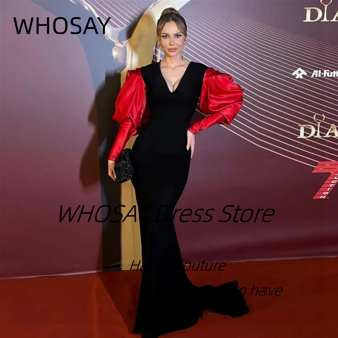 WHOSAY Sexy V Neck Black Mermaid Evening Dresses Celebrity Women Wear Red Carpet Prom Party Dress Long Sleeves Robes De Soirée
WHOSAY Sexy V Neck Black Mermaid Evening Dresses Celebrity Women Wear Red Carpet Prom Party Dress Long Sleeves Robes De Soirée