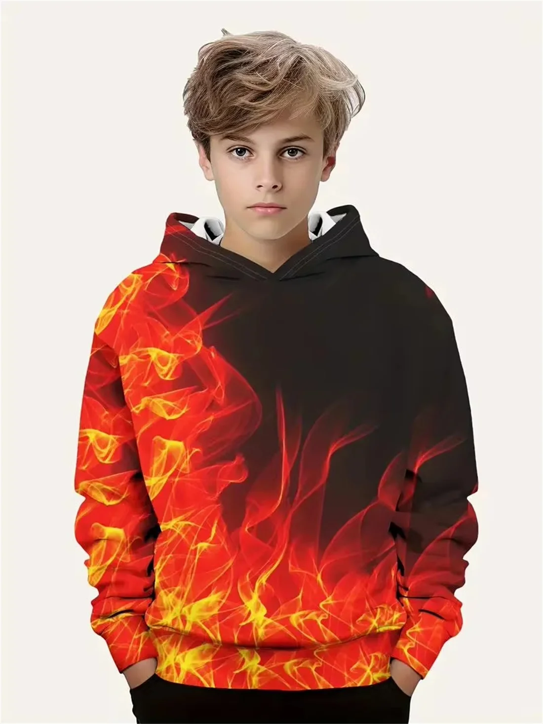 Personalized Handsome and Versatile Boys Hooded Sweatshirt Autumn New Burning Flame 3D Simulation Printing Student Pullover Top
Personalized Handsome and Versatile Boys Hooded Sweatshirt Autumn New Burning Flame 3D Simulation Printing Student Pullover Top