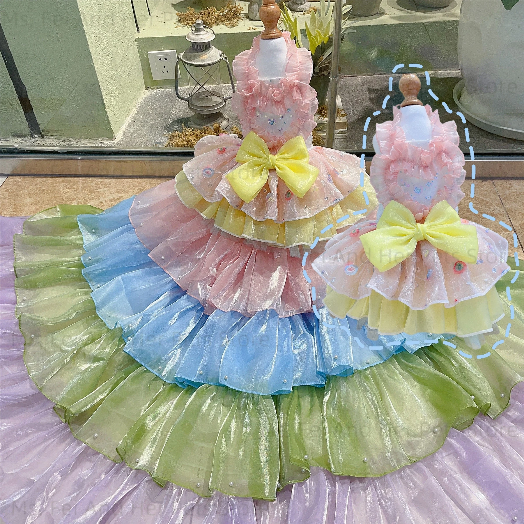 Handmade Custom Rainbow Detachable Tiered Pet Dog Dress High-End Gown for Bichon Teddy Poodle Wedding And Photography Pet Outfit
Handmade Custom Rainbow Detachable Tiered Pet Dog Dress High-End Gown for Bichon Teddy Poodle Wedding And Photography Pet Outfit