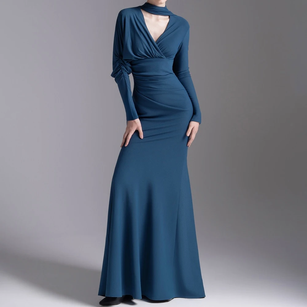 Customized A-line Evening Dresses Floor-length V-neck Full Sleeve Prom Gown Fashion Stole Simple Draped Casual Party Gown
Customized A-line Evening Dresses Floor-length V-neck Full Sleeve Prom Gown Fashion Stole Simple Draped Casual Party Gown