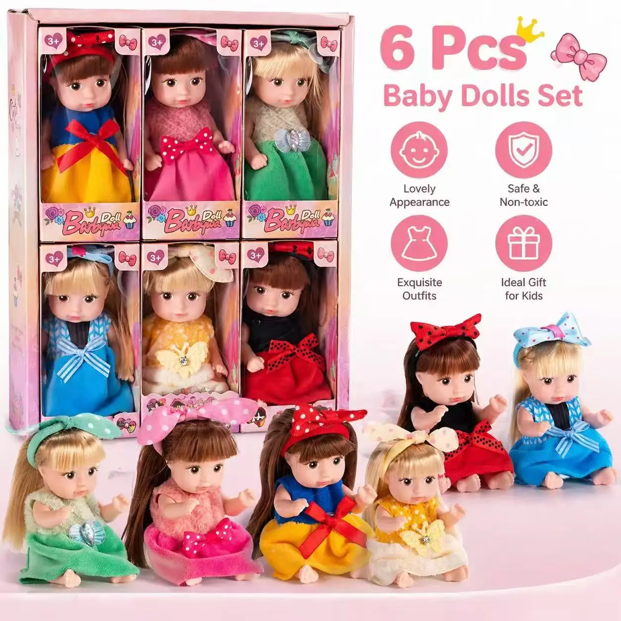 6Pcs 4-Inch Mini Doll Playset, Realistic Baby Dolls with Handmade Animal Outfits, Cute Tiny Doll Gift Set for Toddlers, Girls
6Pcs 4-Inch Mini Doll Playset, Realistic Baby Dolls with Handmade Animal Outfits, Cute Tiny Doll Gift Set for Toddlers, Girls