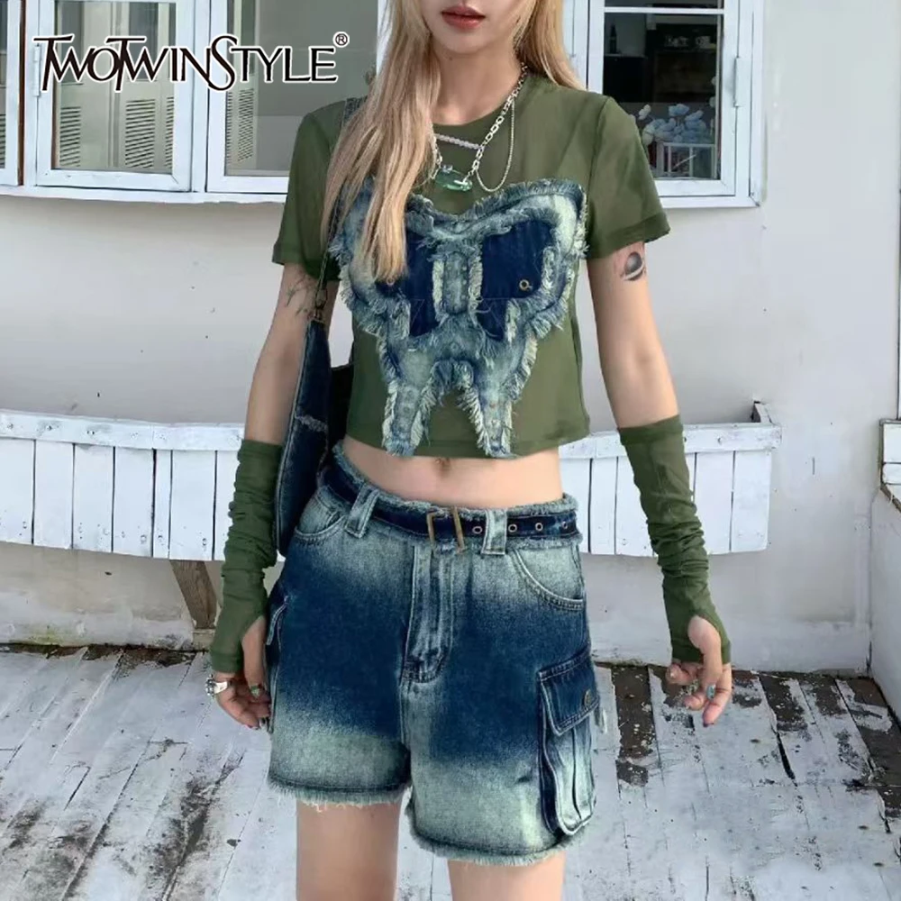 TWOTWINSTYLE зеленая футболка с 3D бабочкой, женская футболка с круглым вырезом и коротким рукавом, утягивающие женские футболки, летняя мода, новинка
TWOTWINSTYLE зеленая футболка с 3D бабочкой, женская футболка с круглым вырезом и коротким рукавом, утягивающие женские футболки, летняя мода, новинка