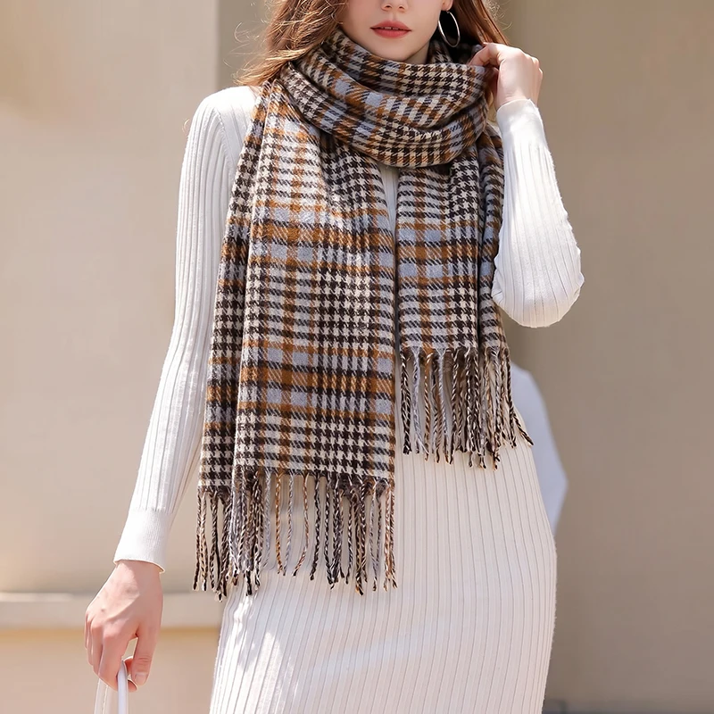 Luxury Scarf Cashmere Houndstooth Tartan Tassel Fall Winter Scarves Vintage Shawl Wrap Neck Warmer for Lady Outdoor Travel Wear
Luxury Scarf Cashmere Houndstooth Tartan Tassel Fall Winter Scarves Vintage Shawl Wrap Neck Warmer for Lady Outdoor Travel Wear