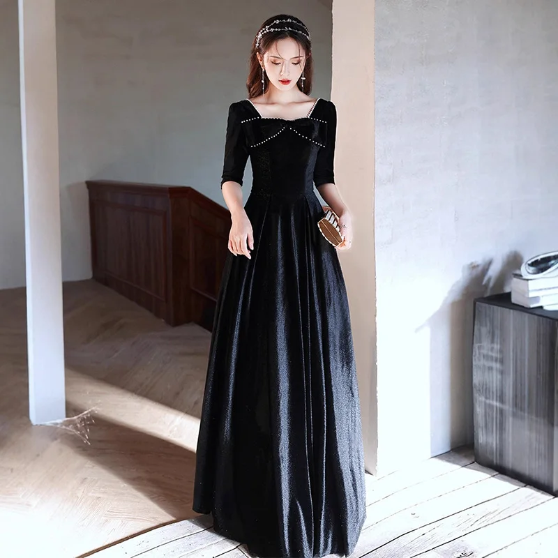 Black Velvet Evening Dress for Women 2025 New Light Luxury Square Neck Prom Gowns Fashion Half Sleeve Patchwork A-Line Dresses
Black Velvet Evening Dress for Women 2025 New Light Luxury Square Neck Prom Gowns Fashion Half Sleeve Patchwork A-Line Dresses