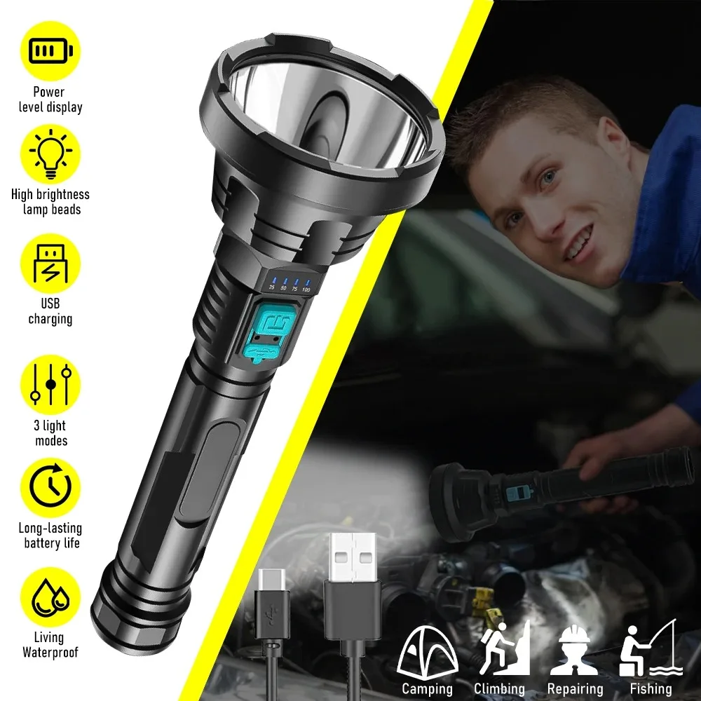 High Strong Led Flashlights USB Rechargeable 10000ml Tactical Light Emergency 18650 Built-in Battery Camping Torch FLSTAR FIRE
High Strong Led Flashlights USB Rechargeable 10000ml Tactical Light Emergency 18650 Built-in Battery Camping Torch FLSTAR FIRE
