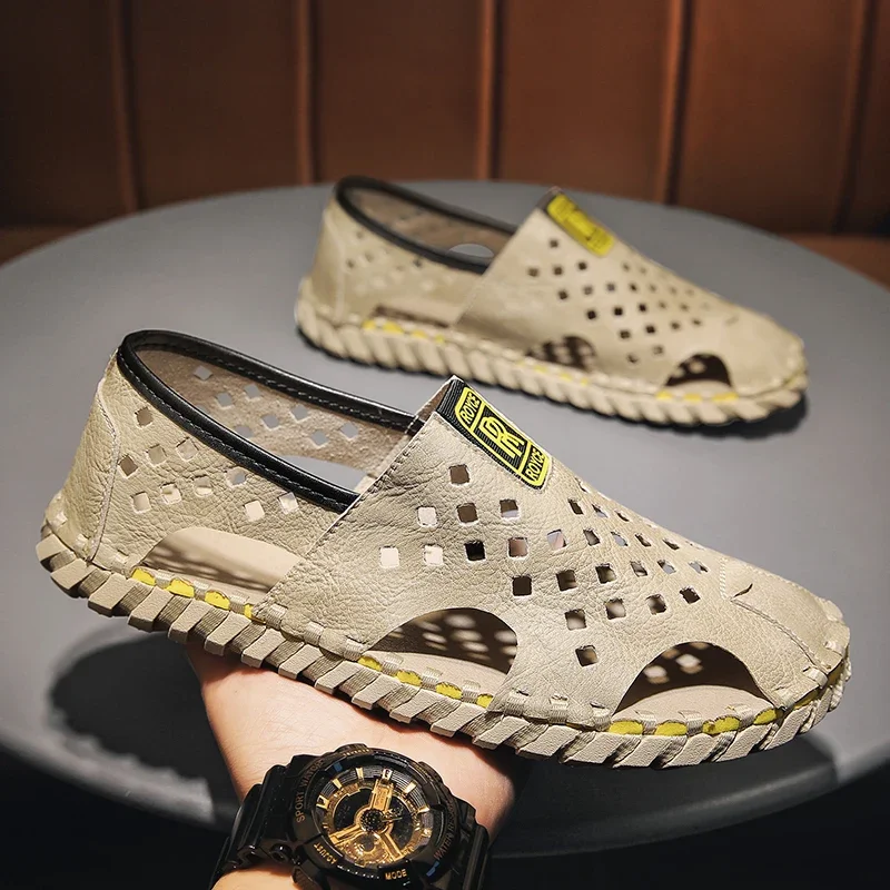 Hollow Out Men Leather Sandals Comfortable Outdoor Casual Shoes Summer Beach Flats Walking Male Beach Sneakers Quick Dry Sandals
Hollow Out Men Leather Sandals Comfortable Outdoor Casual Shoes Summer Beach Flats Walking Male Beach Sneakers Quick Dry Sandals