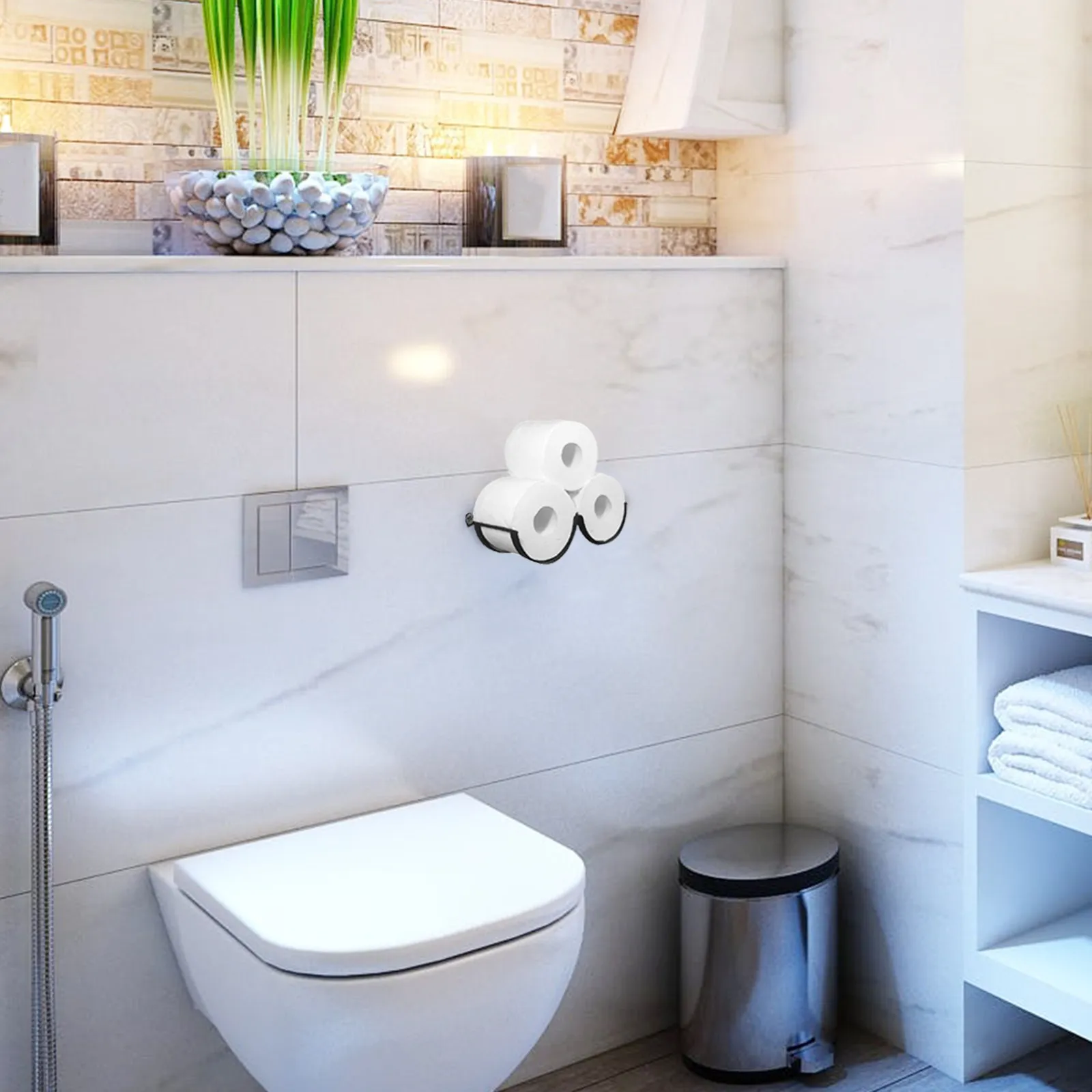 4Pcs Modern Wall Mounted Toilet Paper Holder Iron Roll Paper Rack for Bathroom Bedroom Kitchen Decorative Tissue Towel Organizer
4Pcs Modern Wall Mounted Toilet Paper Holder Iron Roll Paper Rack for Bathroom Bedroom Kitchen Decorative Tissue Towel Organizer