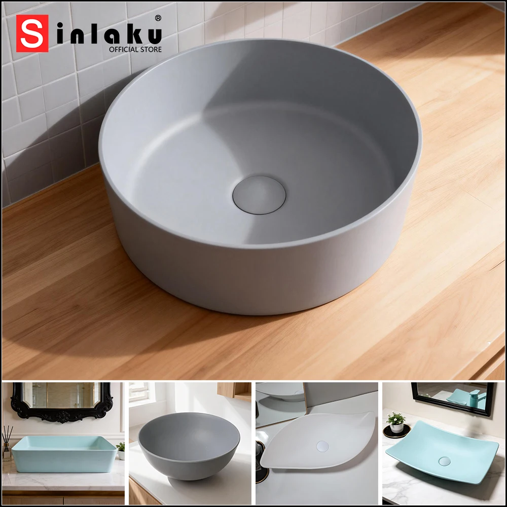 SINLAKU Bathroom Sink Artificial Stone Multiple Style Modern Round Vessel Sink Bath Basin Countertop Wash Basin w/ Drain Combo
SINLAKU Bathroom Sink Artificial Stone Multiple Style Modern Round Vessel Sink Bath Basin Countertop Wash Basin w/ Drain Combo