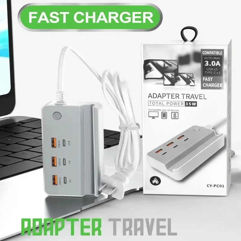 35W Smart USB Patch Board Multi Port PD Fast Charging Suitable for Apple Huawei Type-C Mobile Phone Stand 6-Port Charger
35W Smart USB Patch Board Multi Port PD Fast Charging Suitable for Apple Huawei Type-C Mobile Phone Stand 6-Port Charger