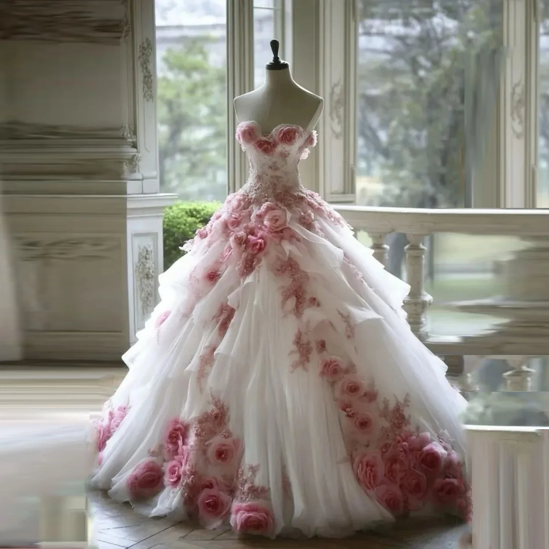 Floral Bridal Dress Sweetheart Off Shoulder Tulle White Pink Prom Gowns Long 3D Flowers Maxi Dresses Draped Pleated
Floral Bridal Dress Sweetheart Off Shoulder Tulle White Pink Prom Gowns Long 3D Flowers Maxi Dresses Draped Pleated