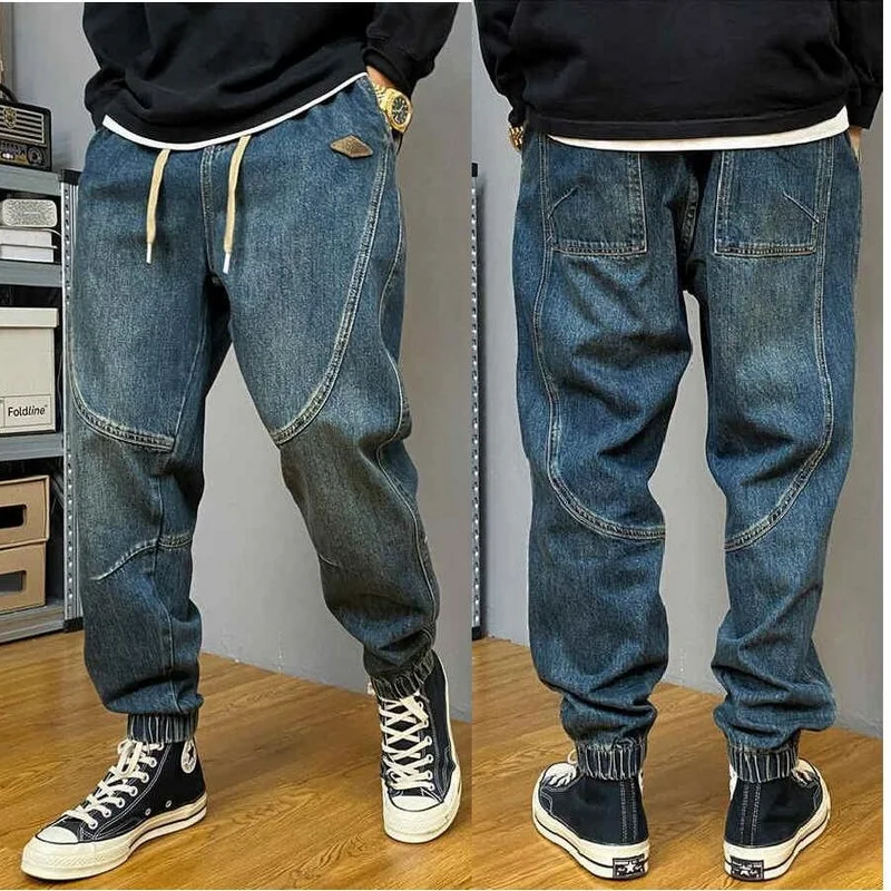Leg Tied Pants Autumn Winter Washed Distressed Jeans Men Loose Drawstring Haren Pants
Leg Tied Pants Autumn Winter Washed Distressed Jeans Men Loose Drawstring Haren Pants