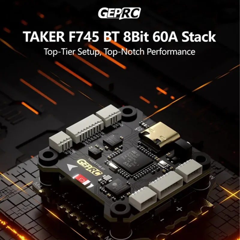 GEPRC TAKER F722 BT 8Bit 60A Stack – F722 Flight Controller + 4-in-1 ESC, Bluetooth Tuning, 3-6S LiPo for FPV Racing Freestyle
GEPRC TAKER F722 BT 8Bit 60A Stack – F722 Flight Controller + 4-in-1 ESC, Bluetooth Tuning, 3-6S LiPo for FPV Racing Freestyle