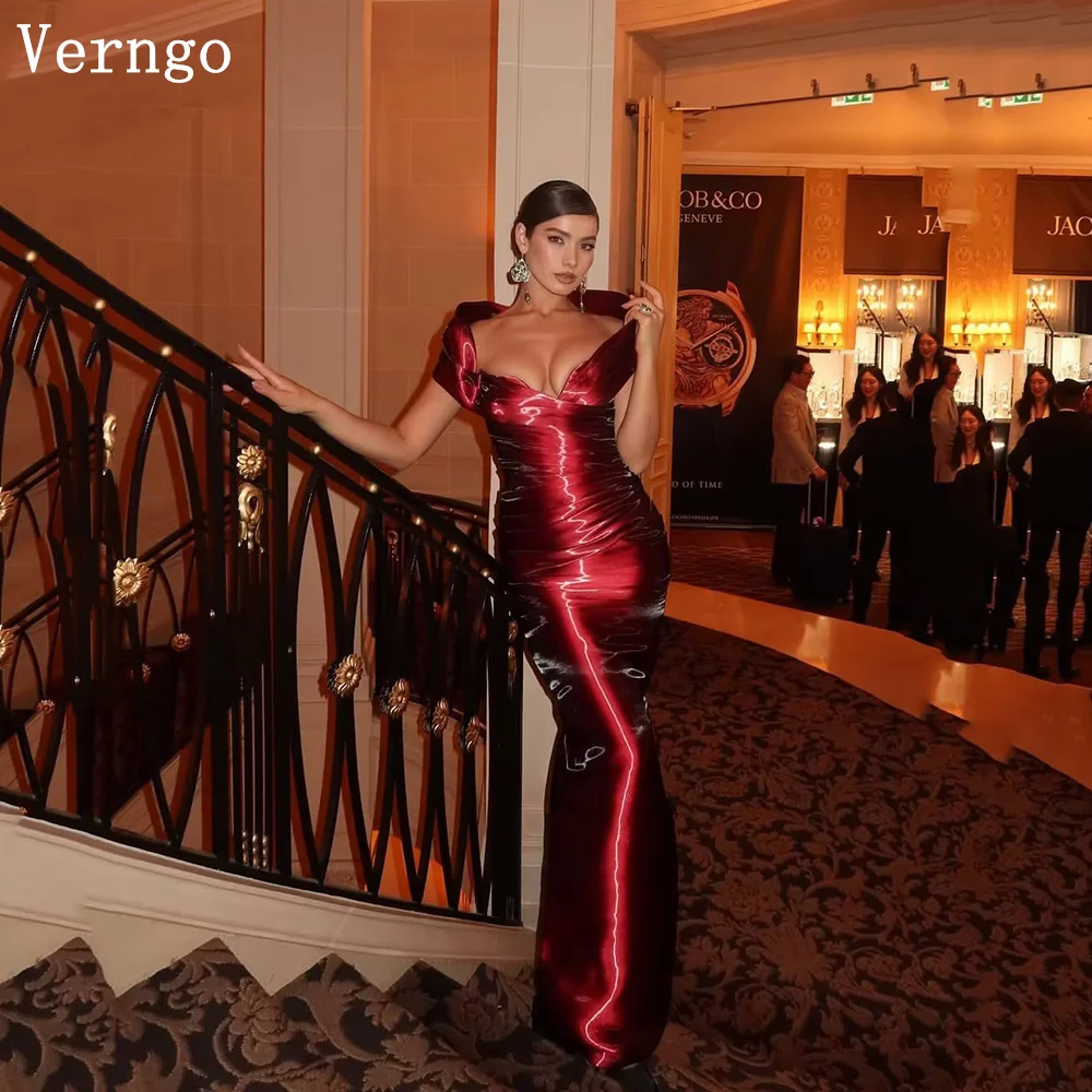 Verngo Burgundy Shiny Satin Evening Dress Elegant Mermaid Prom Gowns Modern Sweep Train Party Dresses Customized
Verngo Burgundy Shiny Satin Evening Dress Elegant Mermaid Prom Gowns Modern Sweep Train Party Dresses Customized