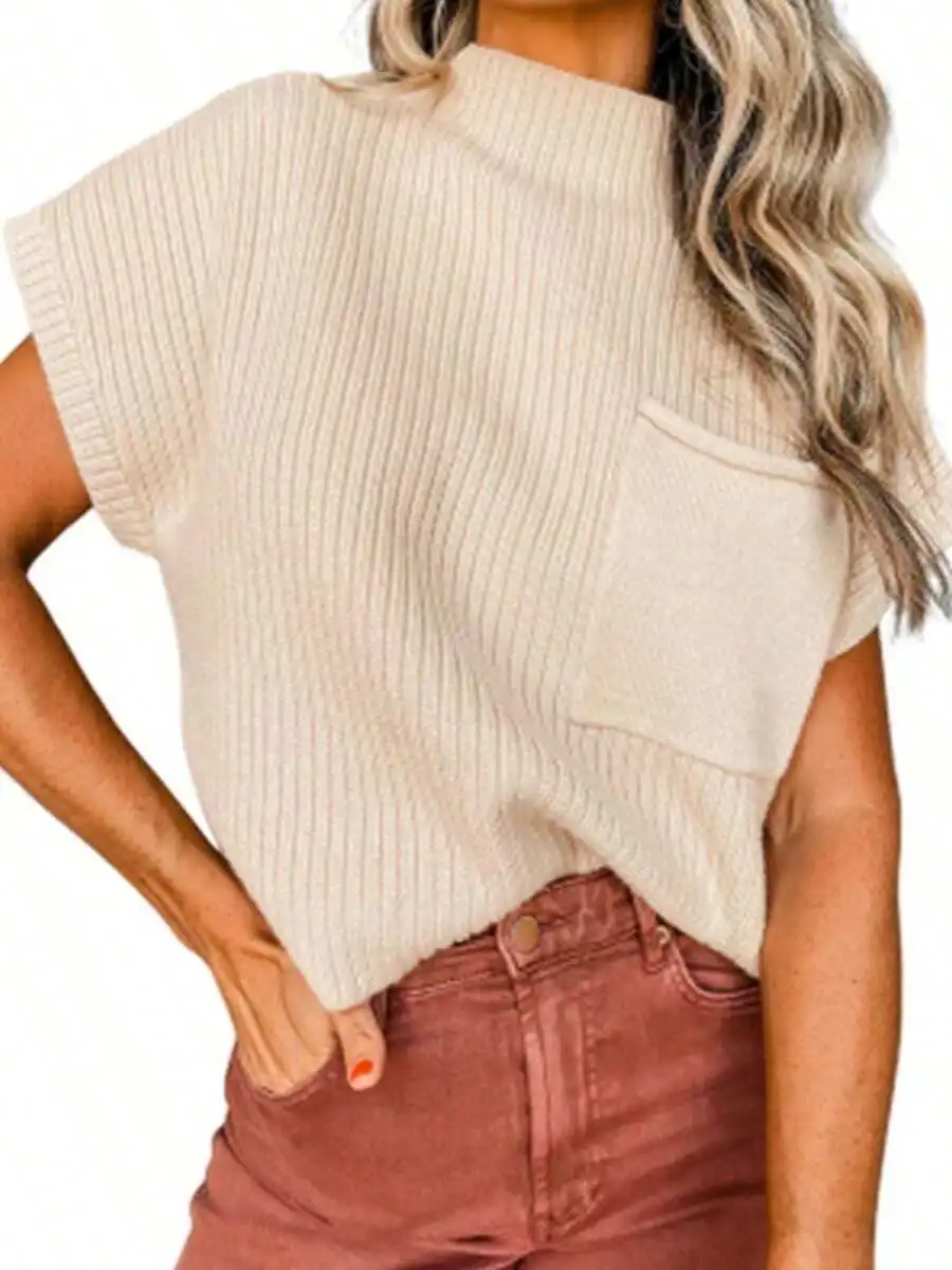 Short Sleeve Half Turtleneck Pullover Sweater For Women Casual
Short Sleeve Half Turtleneck Pullover Sweater For Women Casual