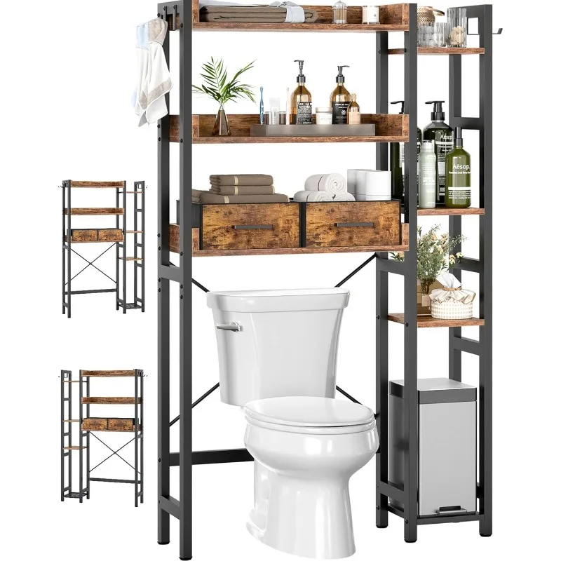 Over The Toilet Storage with 2 Drawers - 7 Tier Bathroom Organizer with Adjustable Shelf, Freestanding Space Saver Storage
Over The Toilet Storage with 2 Drawers - 7 Tier Bathroom Organizer with Adjustable Shelf, Freestanding Space Saver Storage