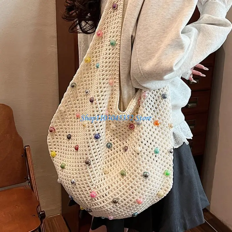 A3PE Women Beach Bag Crochet Shoulder Bag Fashion Handbag with Colored Beads Lovely Armpit Bag for Travel
A3PE Women Beach Bag Crochet Shoulder Bag Fashion Handbag with Colored Beads Lovely Armpit Bag for Travel