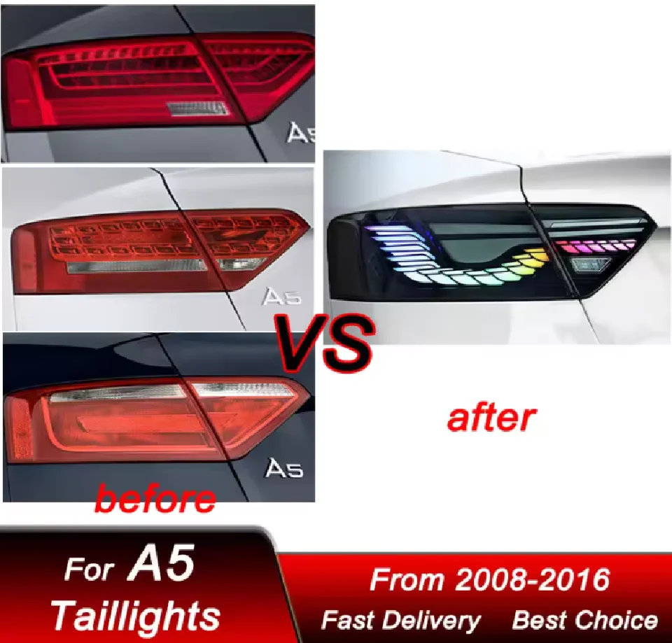 Для Audi A5 2008-2016: Светодиодные ходовые огни, стоп-сигналы, последовательные поворотники, светодиодные фонари
Для Audi A5 2008-2016: Светодиодные ходовые огни, стоп-сигналы, последовательные поворотники, светодиодные фонари