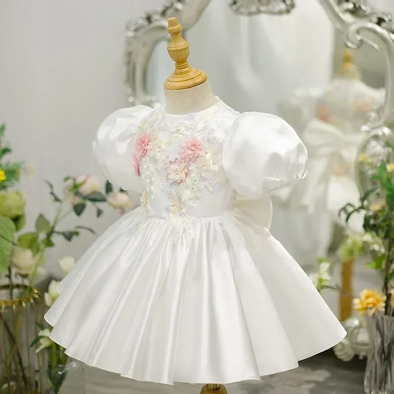 Baby Girl Princess Flower lace Silk Dress Short Puff Sleeve Child Vintage Bow Vestido Party Pageant Birthday Baby Clothes 1-12Y
Baby Girl Princess Flower lace Silk Dress Short Puff Sleeve Child Vintage Bow Vestido Party Pageant Birthday Baby Clothes 1-12Y