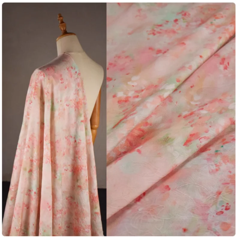 Pink Green Flower Print Sky Silk Jacquard Chiffon Fabric, Summer Shirt Dress, Children Cloth, Pajamas Sewing Tissue, T2358
Pink Green Flower Print Sky Silk Jacquard Chiffon Fabric, Summer Shirt Dress, Children Cloth, Pajamas Sewing Tissue, T2358