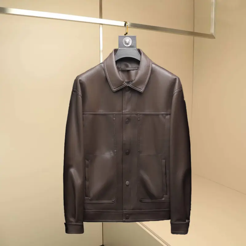 Sli Men's Leather Jaet European Sle Busin Casual Flip Collar Outerwear Trendy Biker Coat Youth Full Sve PU Leather
Sli Men's Leather Jaet European Sle Busin Casual Flip Collar Outerwear Trendy Biker Coat Youth Full Sve PU Leather