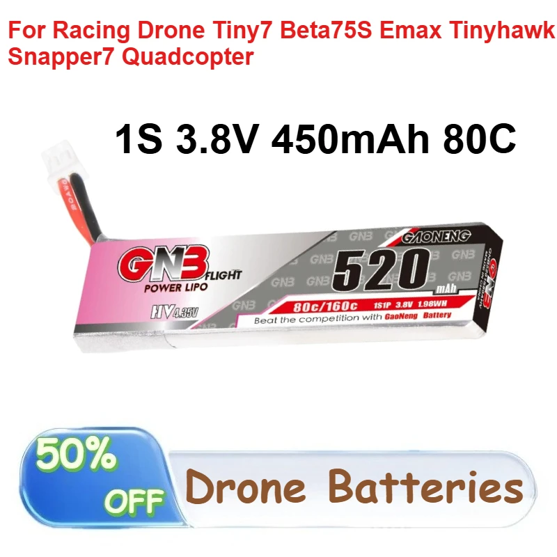 1S 3.8V 450mAh 80C LiPo Battery for Racing Drone Tiny7 Beta75S Emax Tinyhawk Snapper7 Quadcopter Batteries with PH2.0 Plug
1S 3.8V 450mAh 80C LiPo Battery for Racing Drone Tiny7 Beta75S Emax Tinyhawk Snapper7 Quadcopter Batteries with PH2.0 Plug