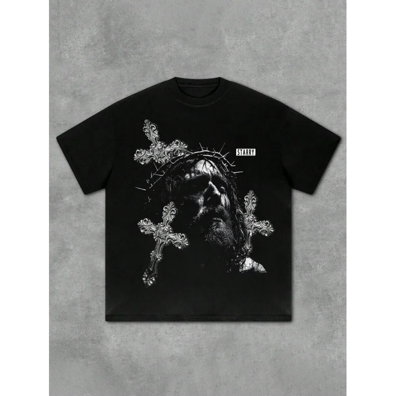 1pc Oversized Men's Fashion Jesus Cross Print T-Shirt, Casual Streetwear, Unisex, Suitable For All Seasons
1pc Oversized Men's Fashion Jesus Cross Print T-Shirt, Casual Streetwear, Unisex, Suitable For All Seasons