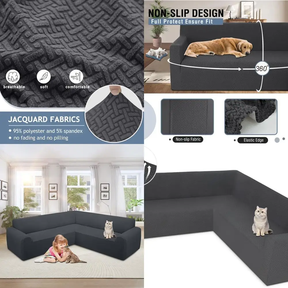 Pet-Friendly Washable Jacquard Sectional Sofa Covers for L-Shape Couches, Dark Grey, X-Large
Pet-Friendly Washable Jacquard Sectional Sofa Covers for L-Shape Couches, Dark Grey, X-Large