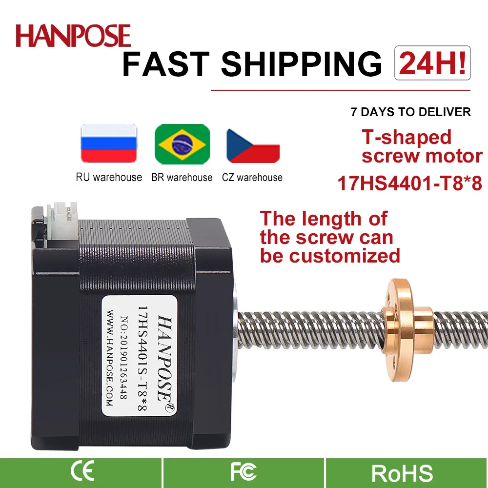 Шаговый двигатель Nema17 40 мм 300 А 42 17HS4401S-T8*8 мм, винтовой стержень, линейный Z-двигатель с трапециевидной свинцовой сеткой для 3D-принтера
Шаговый двигатель Nema17 40 мм 300 А 42 17HS4401S-T8*8 мм, винтовой стержень, линейный Z-двигатель с трапециевидной свинцовой сеткой для 3D-принтера