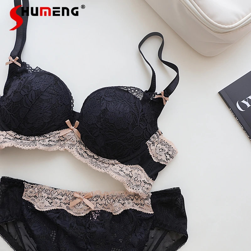 Small Chest Push Up Bra Set Without Underwire Women's French Style Adjustable Brief Suits Female Lace Sexy Intimates Set
Small Chest Push Up Bra Set Without Underwire Women's French Style Adjustable Brief Suits Female Lace Sexy Intimates Set