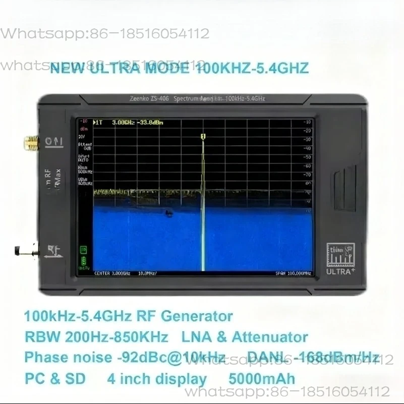 Latest Zeenko ZS-406 Hand Held Tiny Spectrum Analyzer TinySA ULTRA PLUS 4" Display Battery 5000MAh 900MHz-5.4GHz
Latest Zeenko ZS-406 Hand Held Tiny Spectrum Analyzer TinySA ULTRA PLUS 4" Display Battery 5000MAh 900MHz-5.4GHz